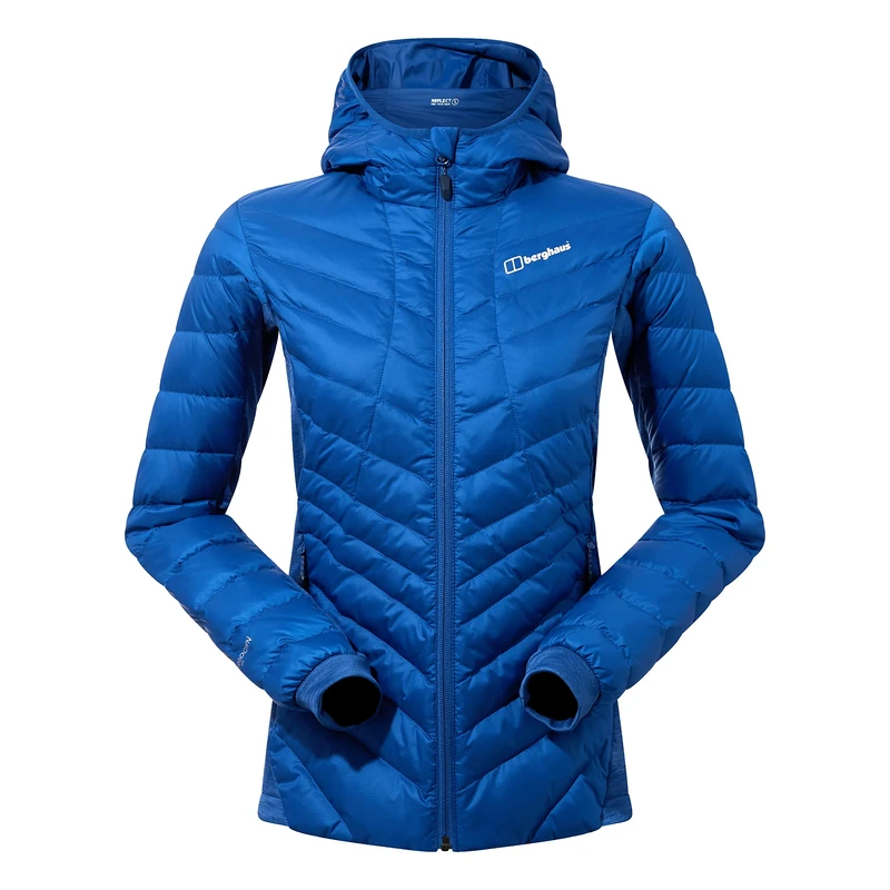 Berghaus Women's Tephra Stretch Reflect Down Jacket, Extra Warmth, Stylish Fit, Surf The Web/Sodalite Blue, 14