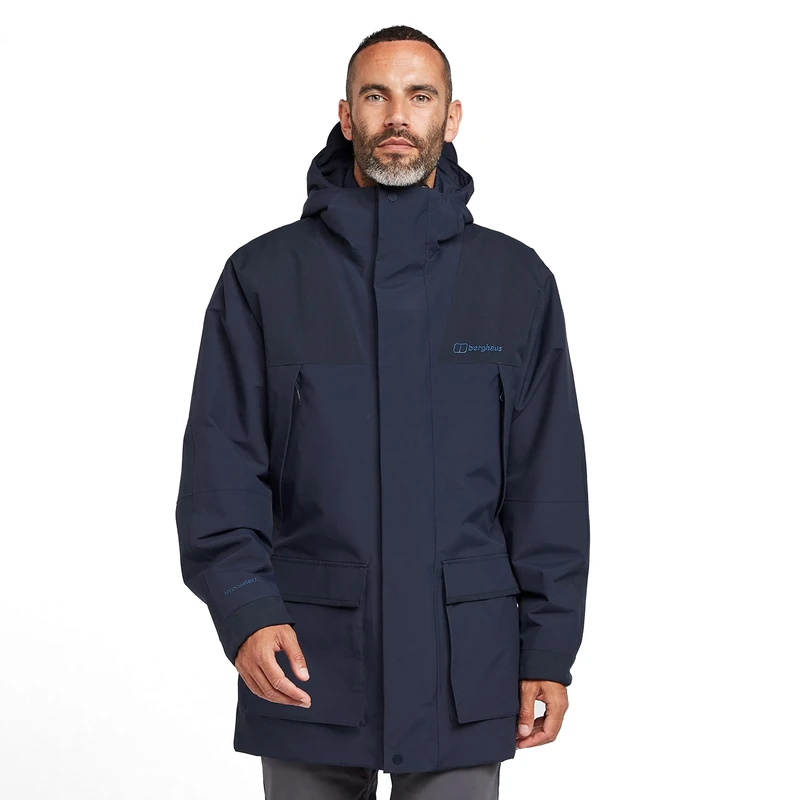 Berghaus Men's Breccan Insulated Parka Jacket | Durable | Breathable Rain Coat, Dark Blue, S