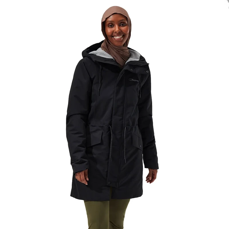 Berghaus Women's Foxghyll Synthetic Waterproof Parka Insulated Jakcet | Durable | Breathable Rain Coat, Jet Black/Monument, 18
