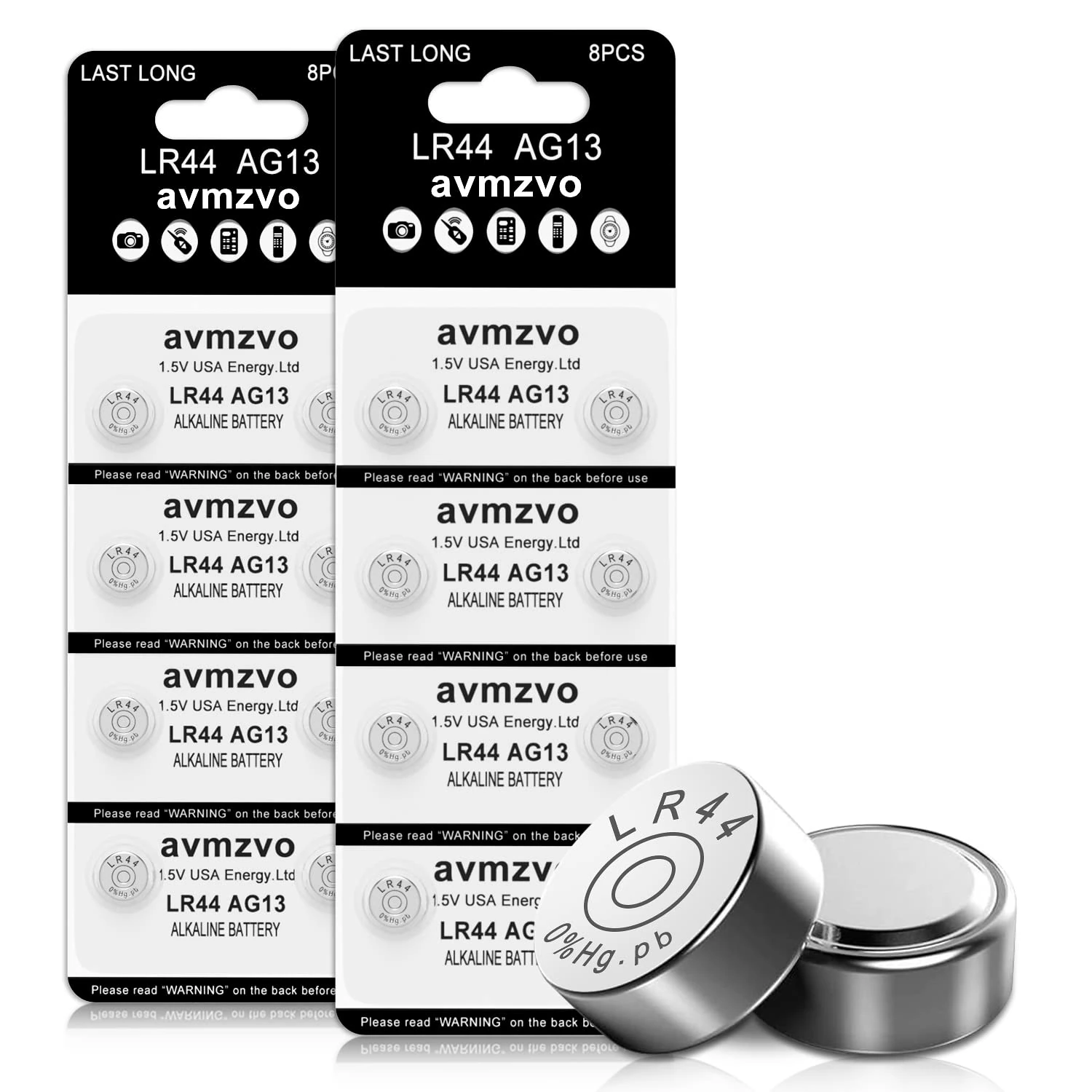 LR44 Battery AG13 1.5V Alkaline Button Cell Coin Batteries 357 A76 SR44 for Watch, Toys,No Mercury,16pcs 3 year warranty (lr44-16pcs)