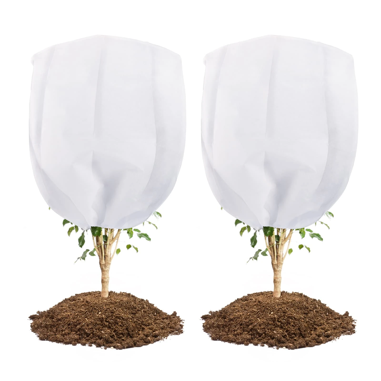 Abimars 80gsm Thicker Garden Fleece Bags with Drawstring & Zipper, 2 x 2m Frost Protection for Plants, Breathable Horticultural Fleece, 2 Pack Light Porous Fabric for Plant Breathing