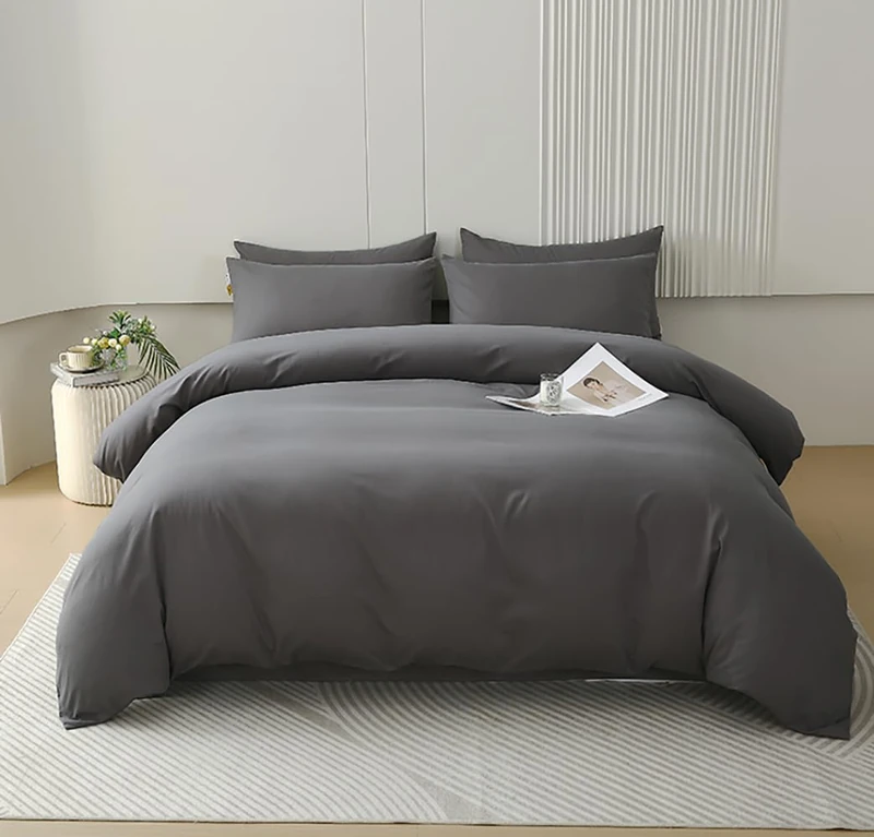 Houseri Grey Comforter Full Size Dark Grey Comforter Set Full Gray Bedding Comforter Sets Men Women Elegant Grey Comforter for Full Bed Teen Girls Boys Dark Gray Full Quilt Solid Grey Bedding Set