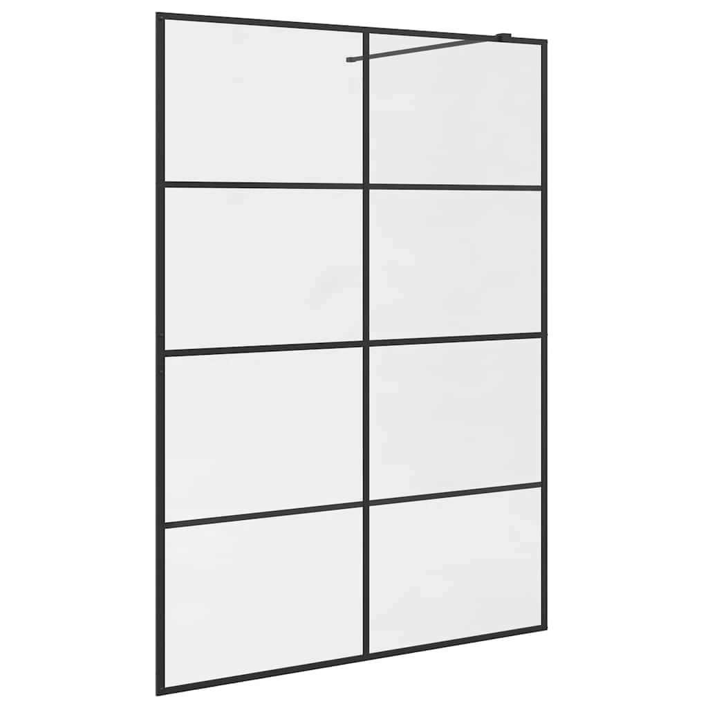 vidaXL Walk-in Shower Wall with Clear ESG Glass Bathroom Washroom Surround Modern Shower Parts Partition Screen Enclosure Cubicle Black
