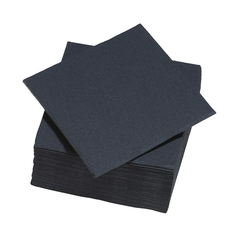 Surlys - Fashion Plain Napkins - Black - Ecolabel Certified Microwaffle Wadding Napkins - Pack of 24 Packs of 50 Napkins, Size 38 x 38 cm