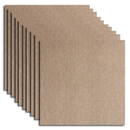 20PCS Carpet Tiles 5m2 Box Heavy Duty Carpet Floor Tiles Non-Slip Interior Floor Tiles 50X50cm for Flooring Home Office Living Room Bedroom Commercial Apartment (Beige)