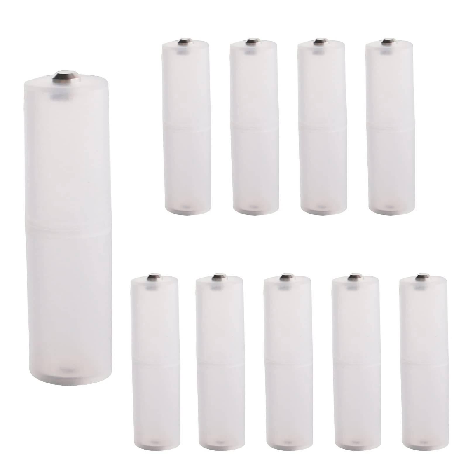 10PCS AAA to AA Battery Adapter Converter AAA to AA Battery Holder Transparent Cases AAA to AA Adapter with Metal Contacts on Bottom for Battery Converter AAA to AA