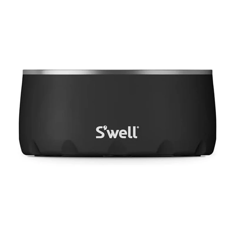 S'well Stainless Steel Dog Bowl - for Medium to Large Size Dogs - 32oz, Onyx - Non-Slip and No-Spill Design with Rubber Bottom, and Dishwasher Safe - BPA-Free Pet Bowl for Food and Water