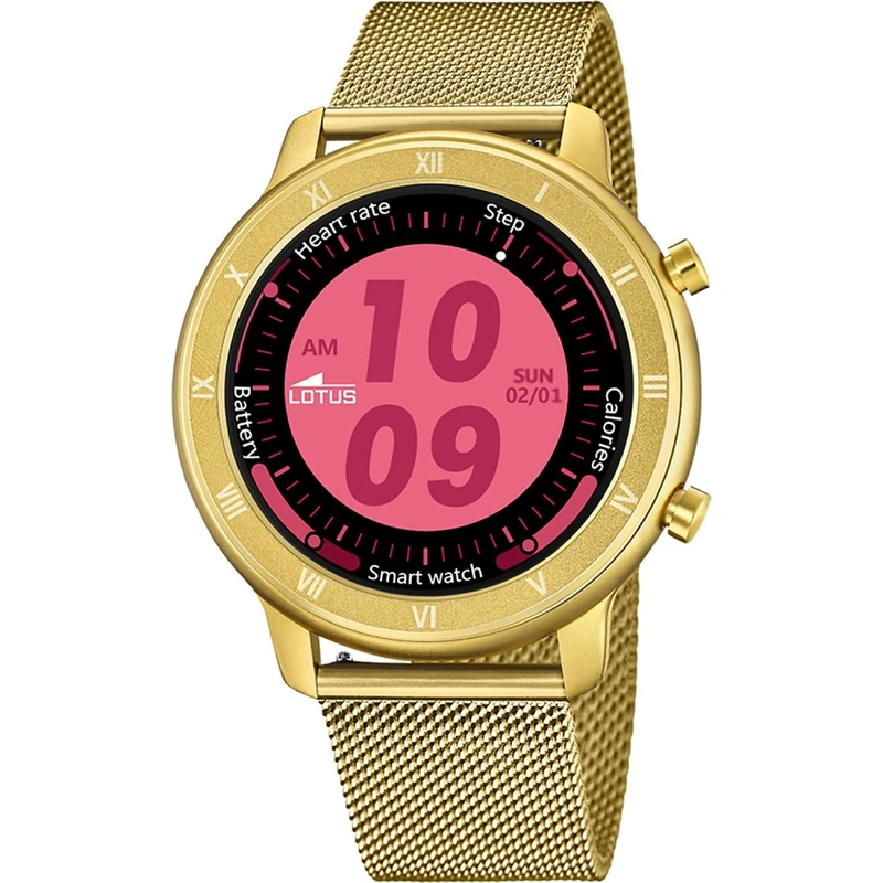 Lotus 50038/1 Gold PVD-Plated Smartwatch with Steel Mesh Bracelet