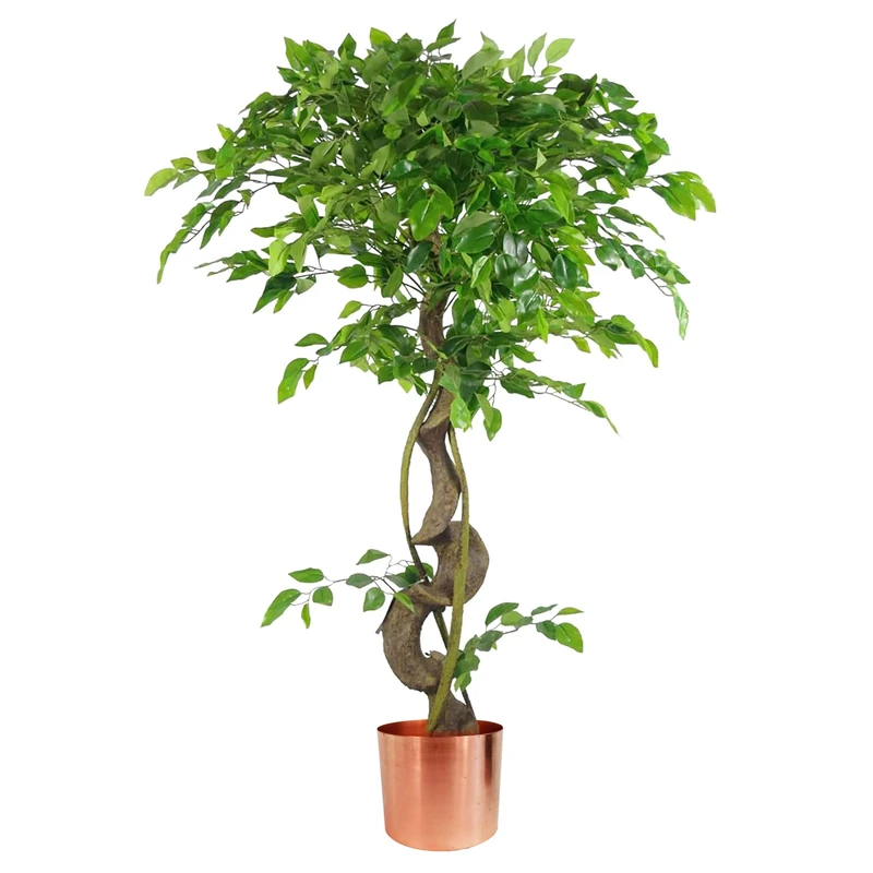 Leaf Realistic Artificial Japanese Fruticosa Ficus Tree, Twisted Copper, 120 cm (4ft)