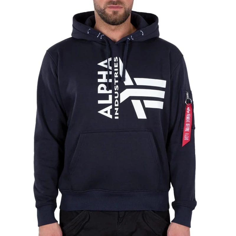 ALPHA INDUSTRIES Men's Half Logo Foam Hoody Sports Hoodie, rep.blue, S