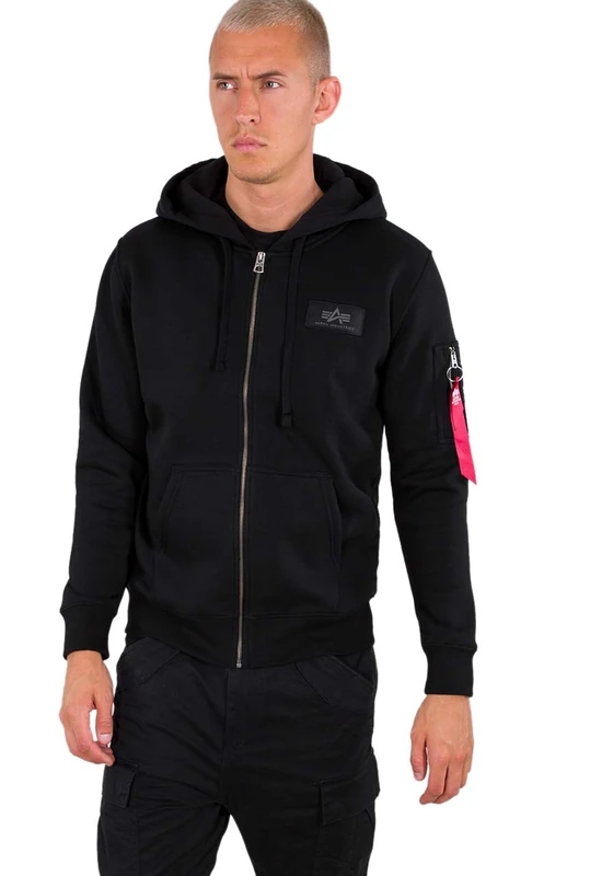 Alpha Industries Back Print Zip Hoodie for men Black - Image 1