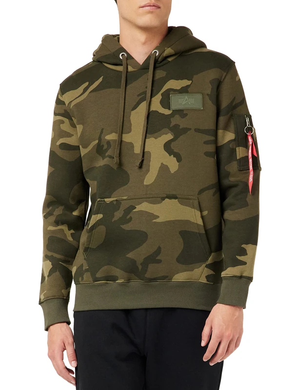 ALPHA INDUSTRIES Men's Back Print Hoody Camo HOODY, 239-olive camo,