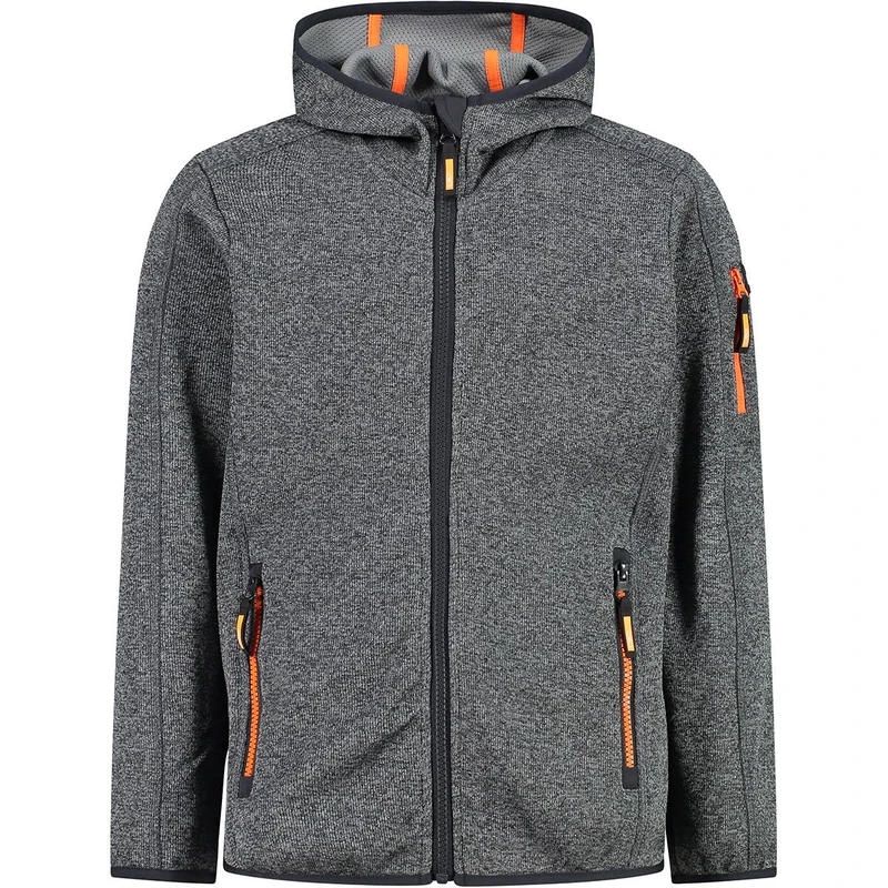 CMP Boys' Hooded Knit Tech Fleece Kid Jacket Fix Hood
