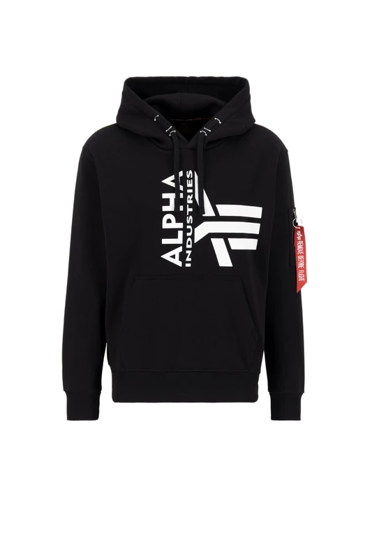 ALPHA INDUSTRIES Men's Half Logo Foam Hoody Sports, Black, S