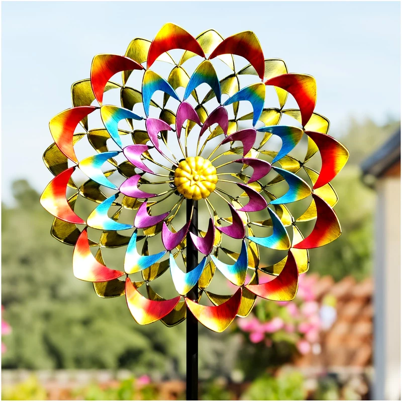 Pure Echo Wind Spinners Outdoor for Yard and Garden Large, Metal Wind Spinners & Wind Sculptures 84 inch, Birthday Gift for Women Family Garden Decor(Colorful) - Image 1