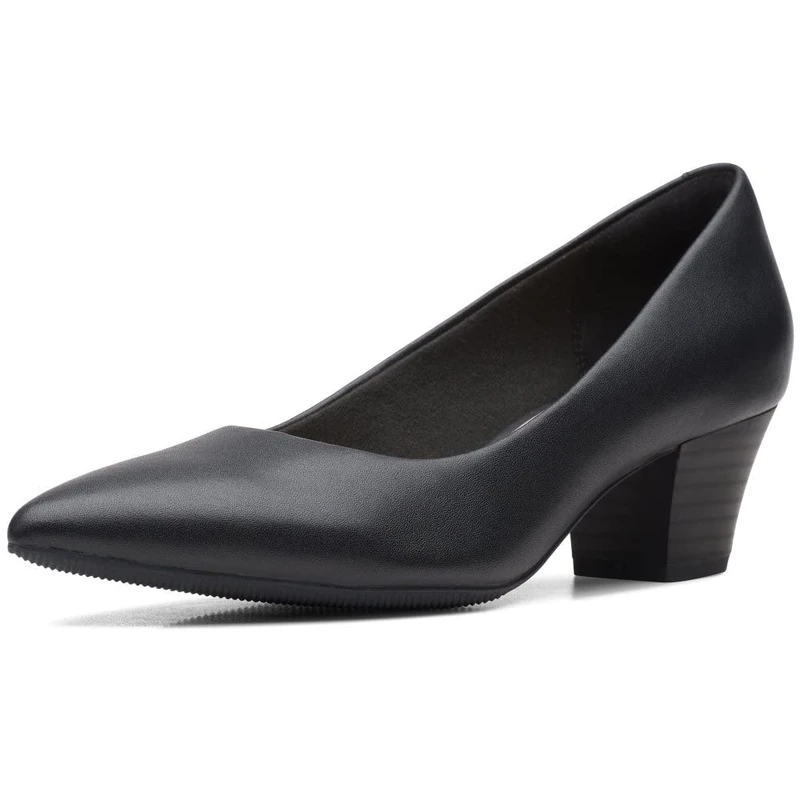 Clarks Women's Teresa Crotch Pumps, Black (Black Leather), 6.5 UK