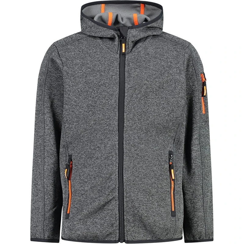 CMP Boys' Hooded Knit Tech Fleece Kid Jacket Fix Hood