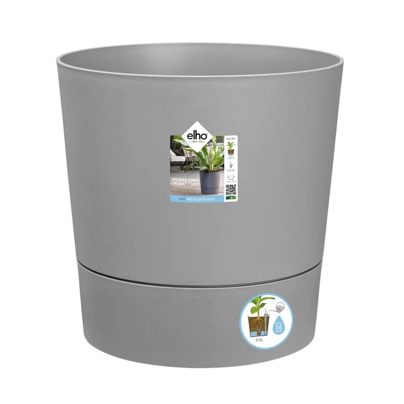 elho Greensense Aqua Care Round 43 - Self Watering Plant Pot for Indoor & Outdoor - 100% recycled plastic - Ø 43.0 x H 42.5 cm - Grey/Light Concrete