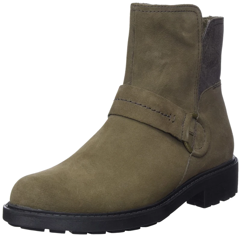 Clarks Women's Opal Rose Fashion Boot, Dark Olive Sde, 4 UK