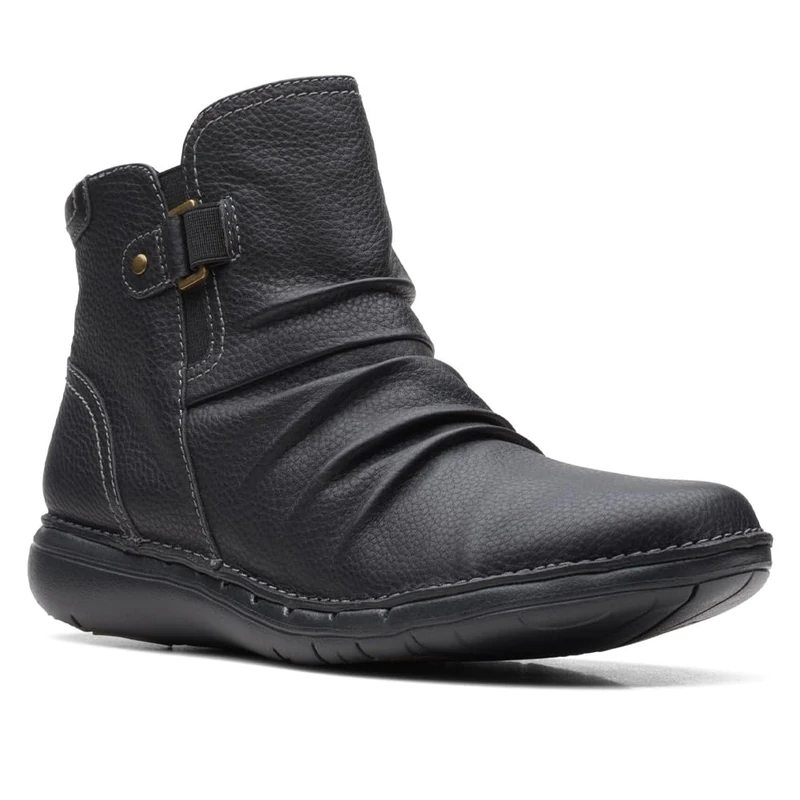 Clarks Women's Un Loop Top Chelsea Boot, Black (Black Leather), 6 UK