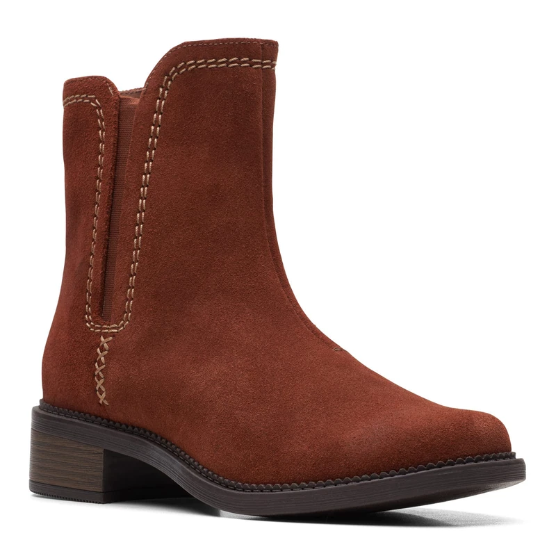 Clarks Women's Maye Zip Fashion Boot, Dark Tan Suede, 3 UK