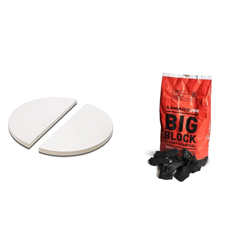 Kamado Joe KJ-HDP Classic Joe Heat Deflector Plate Grill Accessory, Tan, 0.5 in*7.5 in*14.3 in & KJCHAR Hardwood Extra Large Lump Charcoal