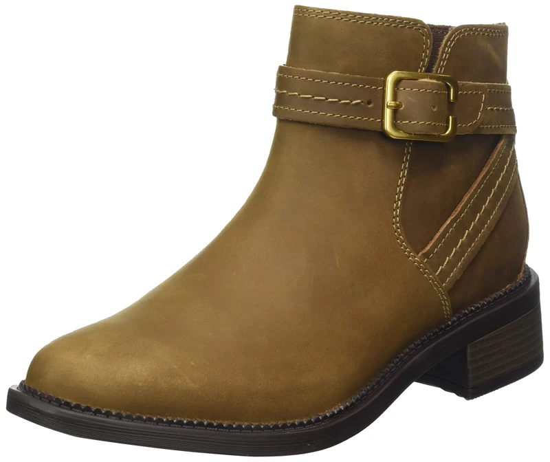 Clarks Women's Maye ZipFashion Boot, Dark Tan Lea, 37.5 EU