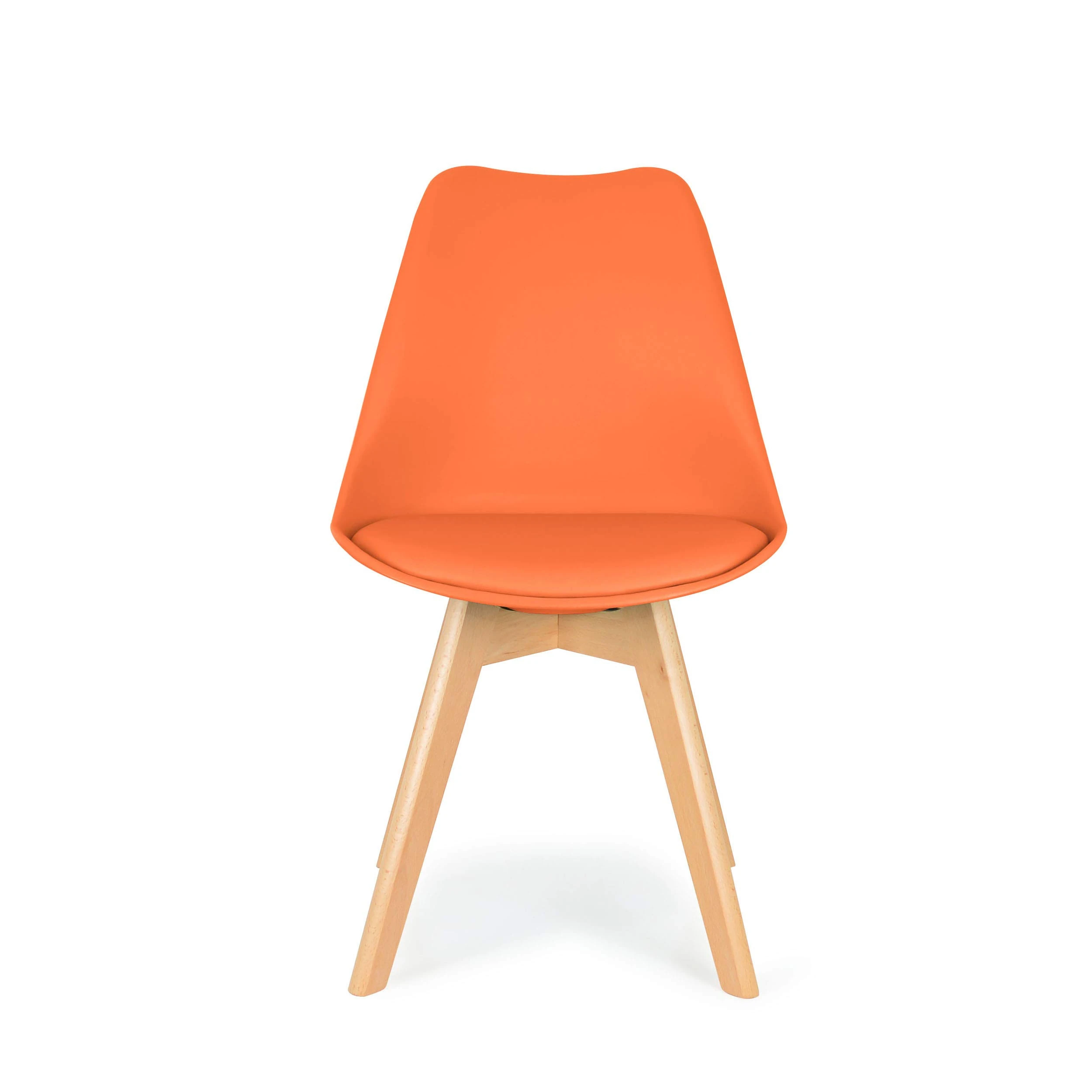 IHANA Dining Chair with Comfortable Pad Seat & Solid Beech Wooden Legs for Mid Century Modern Dining Room Living Room Bedroom Kitchen & Lounge (Orange)