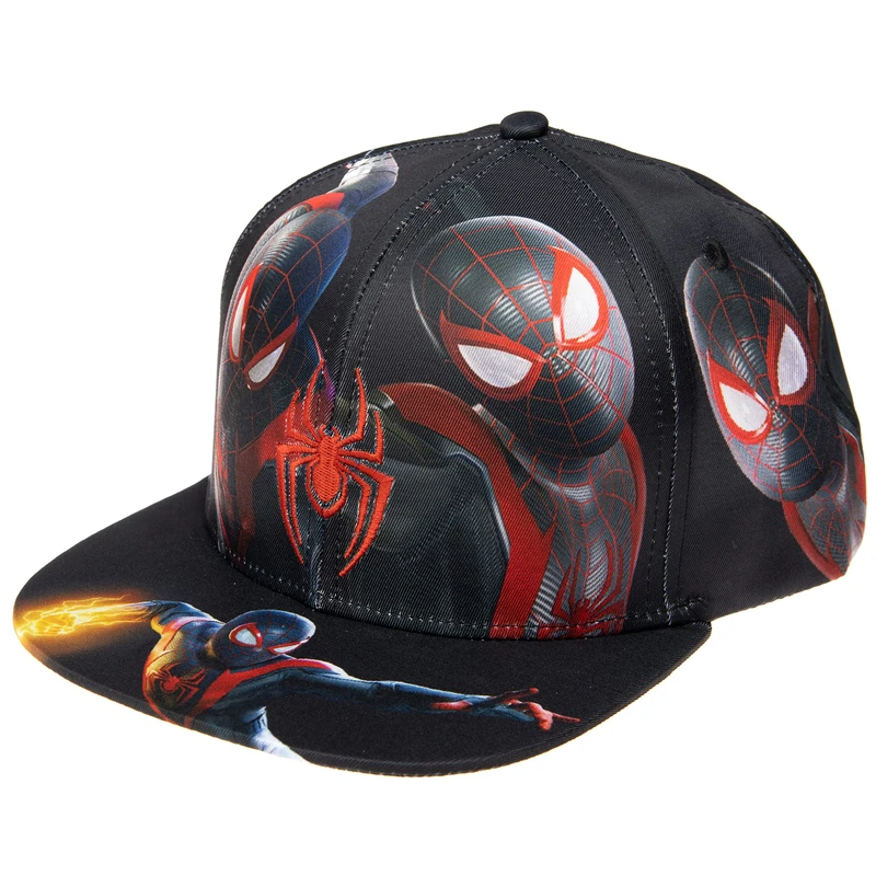 Marvel Comics Mens Spiderman Character Costume Embroidered/Printed Snapback Flatbrim Baseball Cap Hat, Multi Spider, One Size - Image 1