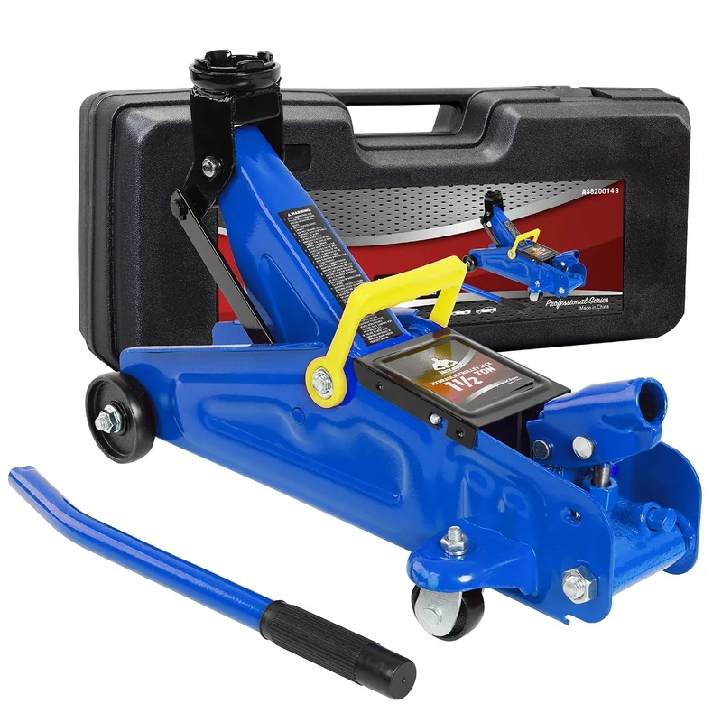 Jack Boss Floor Jack 1.5 Ton (3,300 LBs) Hydraulic Car Jack with Storage Case, Lifting Range from 5.31 Inch to 13.2 Inch, Fits Sedans Automotive