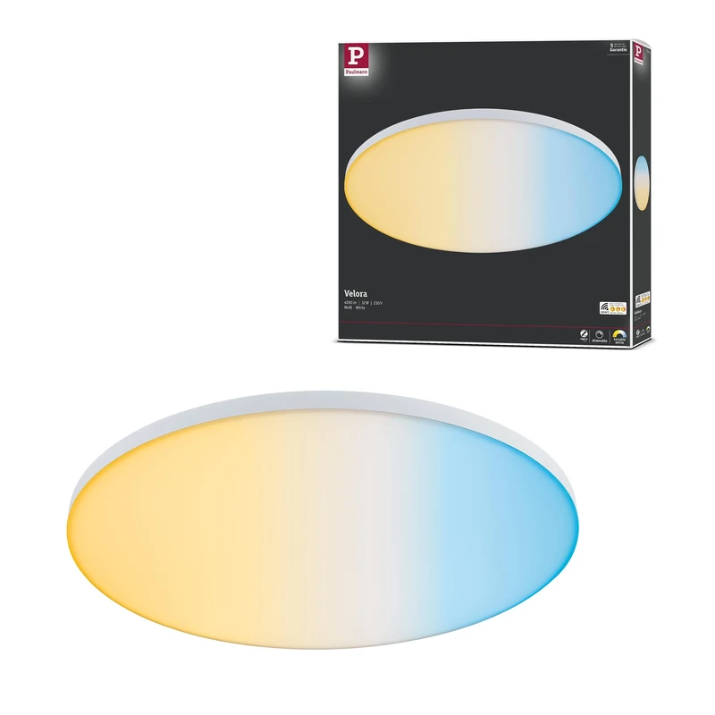 Paulmann 79896 LED panel Velora Smart Home Zigbee 600mm round incl. 1x32 dimmable Tunable White, white light control ceiling luminaire 2700K
