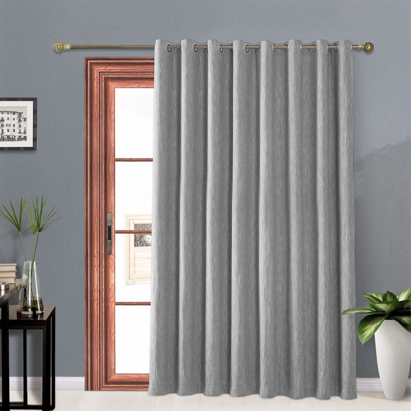 Melodieux Elegant Cotton Wide Blackout Curtains for Sliding Glass Door Living Room Thermal Insulated Privacy Grommet Drapes, 100 by 84 Inch, Dark Grey (1 Panel)