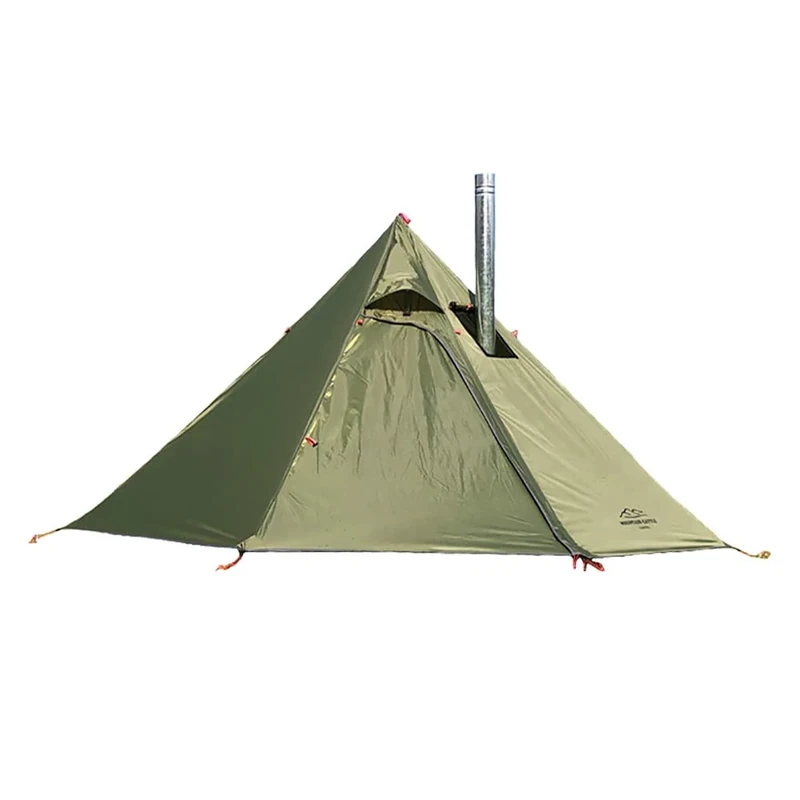 Vilemoon Tipi Hot Tent with Fire Retardant Stove Jack for Flue Pipes, 3~4 Person, Lightweight, Teepee Tents for Family Team Outdoor Backpacking Camping Hiking (Green)