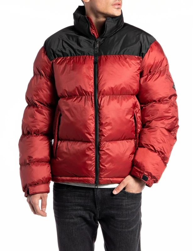 REPLAY Men's M8283 Jacket, 158 Dark red, XXL
