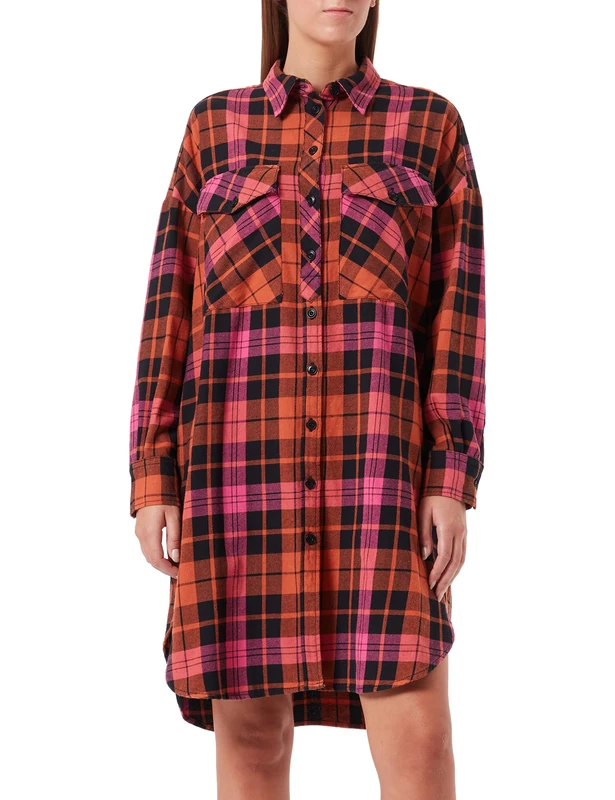 REPLAY Women's Dress, 010 Orange/Fuxia/Blue, XS