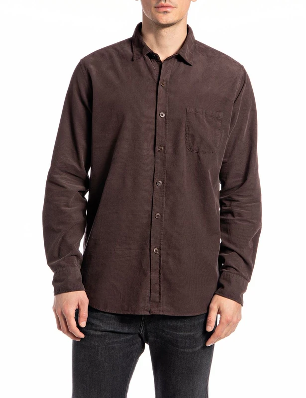 REPLAY Men's M4052b Shirt, 520 Deep Burgundy, L