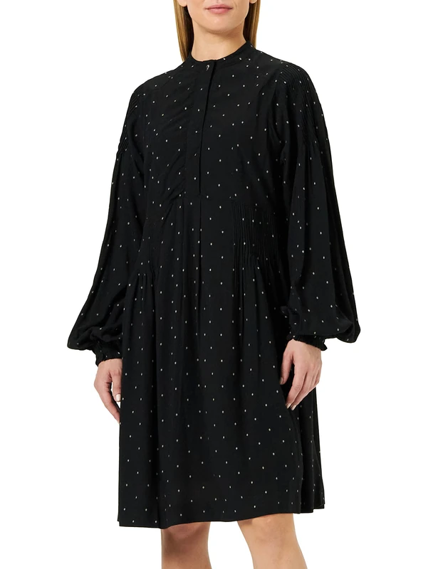 REPLAY Women's W9102 Dress, 010 Black/Natural White, XXS