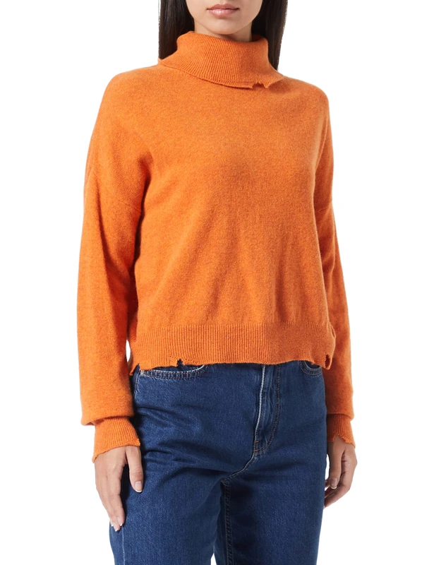 Replay Women's Dk1451 Shrug Sweater, 443 Orange, XS