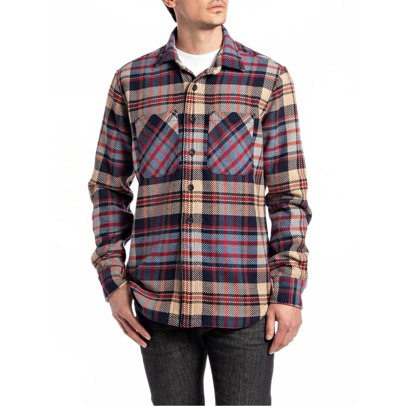 REPLAY Men's M4067b Shirt, 010 Multicolour, M