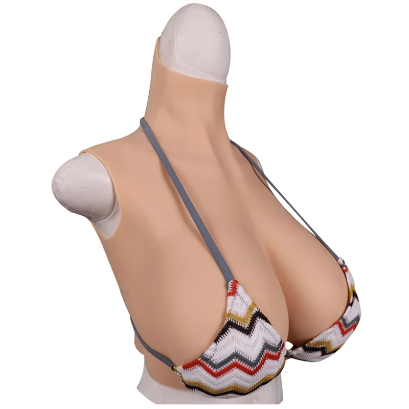 Silicone Breast False Plates Realistic Crossdressing Fake Boobs Tits for Transgender Drag Queen Crossdress Breast Forms/Ivory Yellow/H/Cup - Image 1