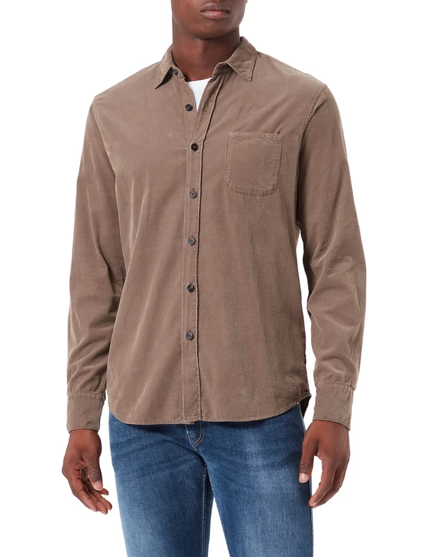 REPLAY Men's Shirt, 123 Light Mud, M
