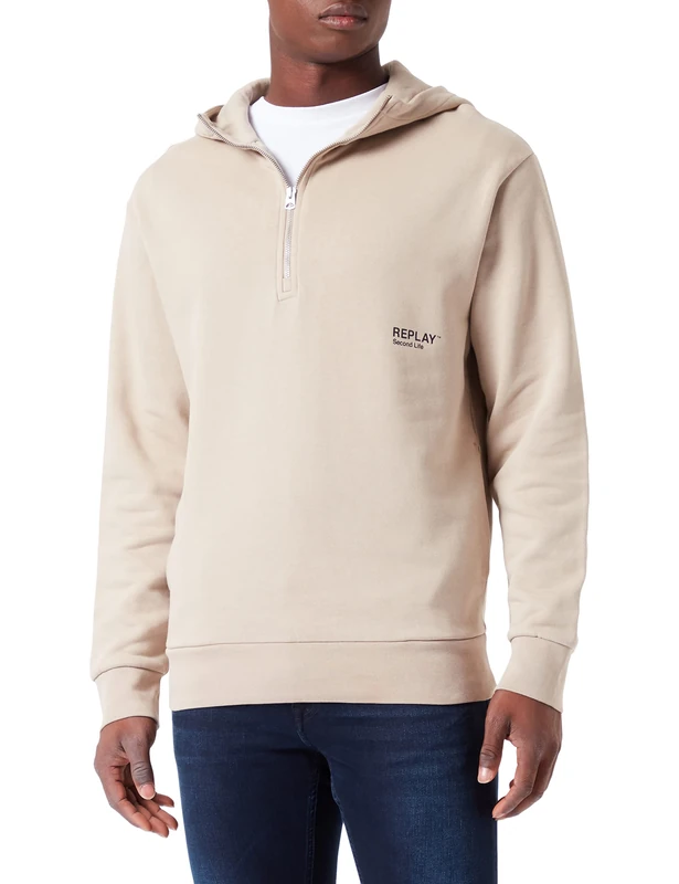 REPLAY Men's M6267 Hooded Sweatshirt, 803 Light Taupe, S