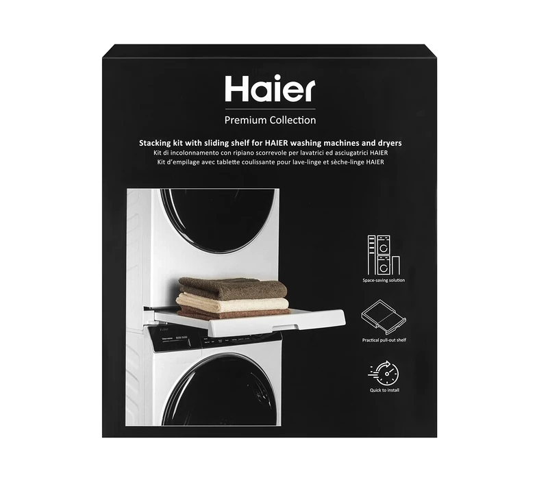 Haier Universal Stacking Kit with Sliding Shelf for Washing Machines and Dryers - Secure and Stable - Easy to Install - Perfect for Haier Series 3-5-7