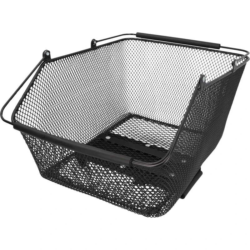 FISCHER Plus City Pannier Rack Basket, Bicycle Basket, Close Mesh, Black, Load Capacity 25 kg