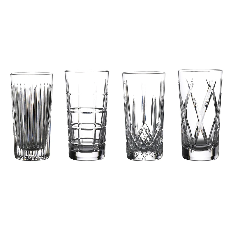 Waterford 1058571 Gin Journeys Hiball 16 oz Set/4 (Aras, Cluin, Lismore, & Olann), Crystal, Clear