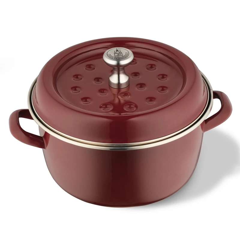 EDYNA Pot with Enamel Lid 5.5 litres H.14.7 D.24 Burgundy