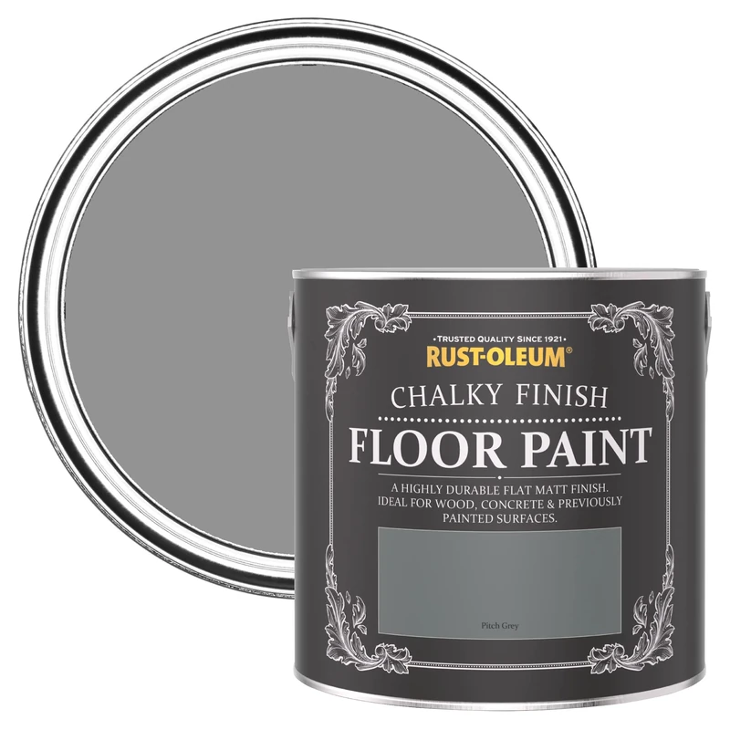 Rust-Oleum Grey Scratch-Proof Floor Paint in Matt Finish - Pitch Grey 2.5L