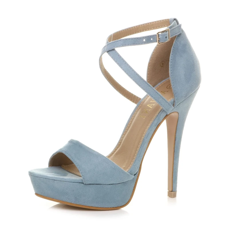 AJVANI Platform high heel peeptoe cross over strappy shoes size 5 38