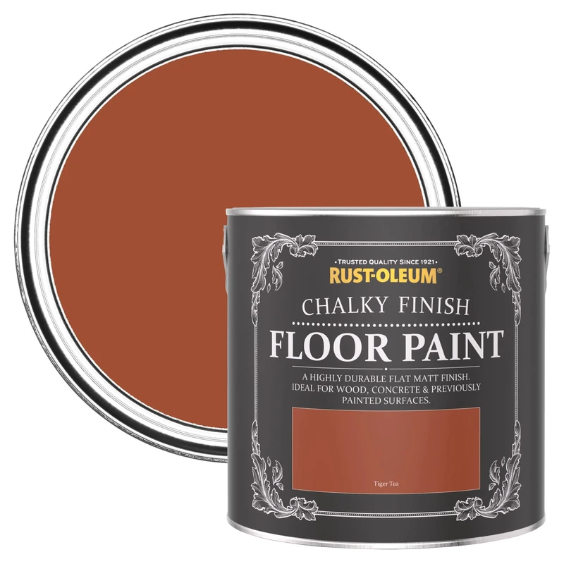 Rust-Oleum Orange Scratch-Proof Floor Paint in Matt Finish - Tiger Tea 2.5L