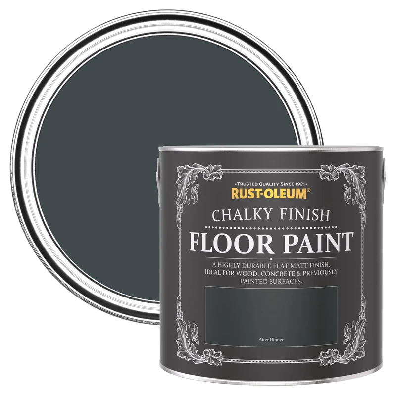 Rust-Oleum Black Scratch-Proof Floor Paint in Matt Finish - After Dinner 2.5L
